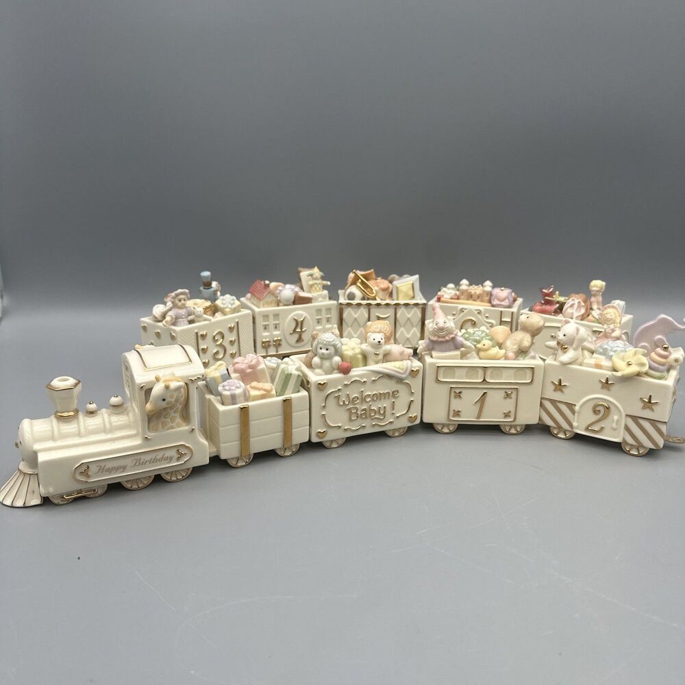 Lenox Happy Birthday Welcome Baby Train 0-7 Years 24k Gold Accents (see Photos)
